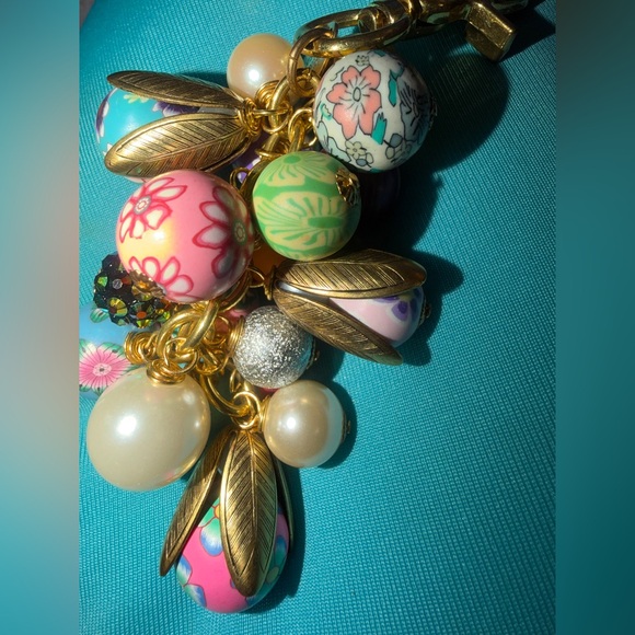 Lenora Dame Bright Floral Keychain Purse Charm - Picture 5 of 6